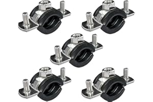 AERZETIX - Set di 5 - Fascette isofonico - supporto di fissaggio con guarnizione - per tubo Ø1/2'' 21-23mm - DIN EN 10111 - in acciaio inossidabile A2 - da avvitare М8 - C49904