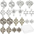 SUNNYCLUE 1 Box 48~60pcs Celtic Knot Connector for Jewellery Making Antique Silver Flower of Life Connector Charms Pendants Craft Supplies Jewellery Findings Accessory Necklace Bracelet