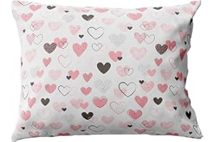 ‎PINKZEBRA PinkZebra 40 x 60 cm Kopfkissenbezug Kinder, Kissenbezug aus 100% Baumwolle, Kissenhülle Jungen, Öko-tex Standard 100, Kinderbezüge mit Reißverschluss, Made in EU, Herzen