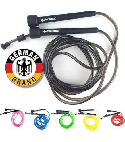 HEREROPE 3,1 m verstelbaar springtouw met parels, onbreekbare handgrepen, splinterbestendige kralen, klitvrij, ideaal voor ritme, controle, cardio en fitness (geel