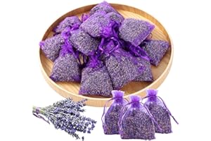 QOEOTUY Sacchetti Profumati Lavanda - 20x Lavanda Vera Essiccata - Antitarme per Armadi Vestiti, Guardaroba, Cassetti - Profumatori Ambiente