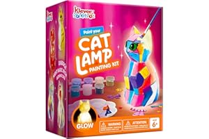 Klever Kits Katze Lampe Bastelset Kinder ab 6+ jahre,Basteln Mädchen ab 6 7 8 9 10 11 12 jahre,Kreatives Geschenke für Mädchen, katz e Spielzeug Kinder,DIY Katze Lampe Malset