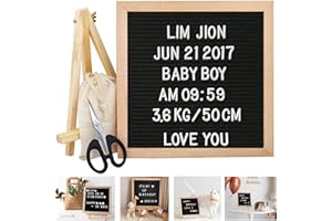 QSLKI Tablero de Letras de Fieltro Vintage 25 X25 cm, Tablero de Letras Intercambiable con 510 Letras, Marco de Madera, para Citas, Notas y Anuncios, Tablero de Mensajes, Pared y Mesa, Color Negro