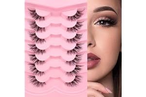 HERACKS 7 Paare Clear Band Halbe Wimpern Cat eye, 15mm Kurz Katzenauge Künstliche Wimpern Natürlich Look, 1/2 Ecke Falsche Wimpern Set, 3/4 Corner Wimpern Wiederverwendbar Leichte Make-up-Wimpern(7P-CZ-35)