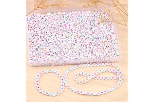 ZesNice 1100 Pcs Letter Beads for Friendship Bracelets Making Kit, Alphabet Beads Bracelet Letter Beads for Jewelry Making, 4x7mm White Round Acrylic