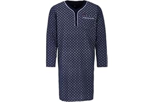 Henry Terre Koszula nocna męska z długim rękawem wzór w romby kieszeń na piersi listwa guzikowa M-3XL