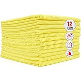 Clim Professional 12 Microfibre Cloths Yellow XL 35 x 40 cm Absorbent | Scratch-free, reusable and washable, suitable for cer