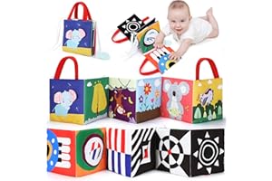 URMYWO Libro Bebe 0 6 Meses, Juguetes para bebés de 0 3 6 12 Meses, Libro Blanco Negro, Libros de Tejidos comparativos, Juguetes de Aprendizaje perceptivos, Regalos para bebés