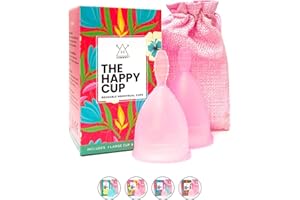 HAWWWY Premium Soft Menstrual Cup- 2 Packs - Most Comfortable, Soft, Reusable, 12 Hours Endurance & Eco-Friendly - Active Cups, Smooth Grip - Tampon & Pad Alternative - Small & Large (Pink)
