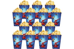 Qemsele Scatole di Popcorn, 30 Pezzi Cartone Animato Scatole di Carta per Regalo per Feste di Compleanno, Serate di Cinema, Carnevale, teatro e Feste (Spiderman)