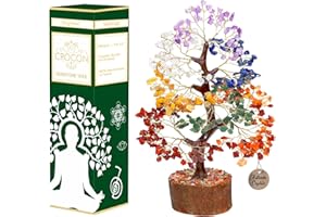 Crocon Siedem Czakra Kamień Drzewo Figurka Feng Shui Pieniądze Bonsai Powodzenia Reiki Uzdrawiające Kryształy Równoważenie Dekoracji Ornament Rzeźba Bogactwo Dobrobyt Wystrój Pokoju Tabeli Prezent Rozmiar 10-12"