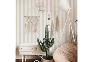 VANISA Papel pintado a rayas, autoadhesivo, 40 x 500 cm, papel pintado beige y blanco, revestimiento de pared, vinilo para muebles, para cocina, salón, baño, dormitorio, balcón y muebles