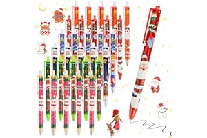 Coicok 30 Pezzi Penne a Sfera Natalizie, Penne Natalizie per Bambini, penne a sfera retrattili, Pupazzo di Neve Renna Babbo Natale Penne Roller per Compleanno Regali di Natale