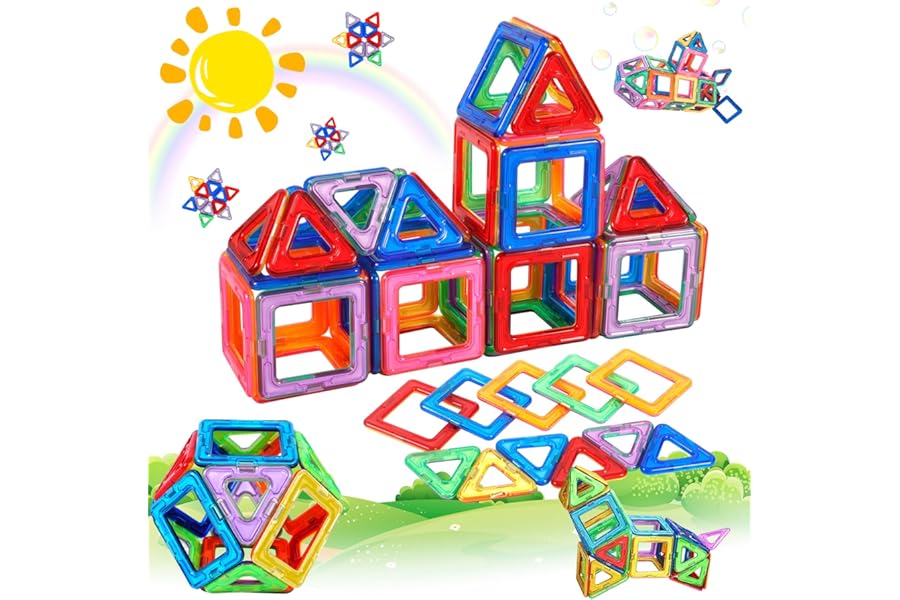 JUQG 40Pcs Magnetic Building Toys, Magnetic Toy Building Set, Educational Building Toys, Magnetic Toy Gift for 3+ Boys and Girls (40Pcs)