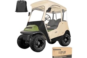 10L0L Recinzione deluxe per carrello da golf per 2 passeggeri precedenti, protezione impermeabile 600D su 4 lati, copertura per passeggino da golf, tetto fino a 150 cm di lunghezza (beige