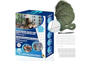 BECISPER - Filet pour Chats Renforcé - Disponible en 2 Tailles et Couleurs au Choix - Filet pour Chats Terrasse - Filet pour Chats Fenêtre - Filet de Sécurité pour Chats et Enfants (Vert, 4X3M)