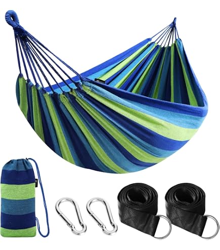 Outsunny Hamac Portable Rayé Gris - 2x1m - Coton/Polyester - Style Hippie Avec Franges