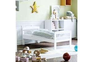 Junior Vida Scorpio Wooden Bed Toddler Solid Pine Wood Children Kids Junior Bed Frame White