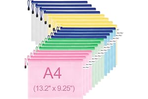 MerryNine Zipper Pouch Document Bag(5 Colors 20 Pack) Letter Size Waterproof Document Pouch for School Office Supplies Cross Stitch Organizing Storage