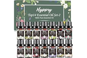 Hyppry Floral Fragrance Oils Set 14 x 5 ML, Natural Essential Oils for Diffusers for Home, Candle Making - Lavender, Rose, Freesia, Ylang-Ylang, Jasmine, Chamomile, Neroli, Cherry Blossom