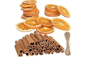 MELLIEX 41 Piezas Decoración Navideña, Corona de Adviento Natural Juego de Popurrí de Navidad con Ramas de Canela, Rodajas de Naranja Secas y Cuerda de Yute