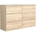 Commode 6 Tiroirs Blanc - 100x39x78.5 Cm - Meuble De Rangement Pour Chambre, Salon, Entrée - Design Moderne Sans Poignées
