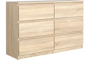 ‎MEBLE MASZTALERZ meble masztalerz Kommode 120 cm Breit - Modernes Sideboard - Schrank mit 6 Schubladen - Schubladenschrank - Kommodenschrank für Wohnzimmer, Flur, Schlafzimmer - Sonoma-Eiche 120x78,5x39 cm