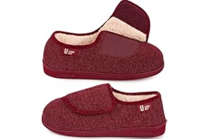 LongBay Women's Wide Fit Slippers Comfy and Cozy Memory Foam Indoor House Shoes for Diabetic Arthritis and Edema