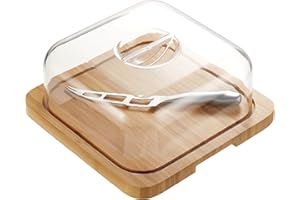 Pradel Jean Dubost 20326 Plateau à Fromage en Bambou Véritable + 1 Couteau à Fromage en Acier Inox, Argent