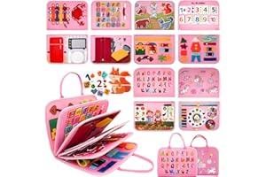 RunHero Busy Board 10-in-1 Montessori-Spielzeug für 1-4 Jahre - Filz Activity Board, Motorik- und Sensorik-Lernspielzeug, Reise-Spielzeug für Auto und Flugzeug, Kinder