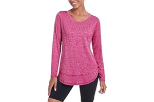 Deaviya Womens Long Sleeve Sports Tops UK, Sport Yoga T-Shirt Workout Running Tops, Crew Neck Quick Dry Golf Activewear Ladies Gym Sports Top