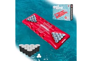 RedCupShop® XXL Pool Pong luftmadrass | Set inkl. 25 muggar och 3 bollar