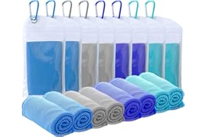SZELAM Cooling Towel(40"x12") Microfiber Towel Yoga Towel for Men or Women Ice Cold Towels for Yoga Gym Travel Camping Golf Football & Outdoor Sports 8 Packs (2 Blue/2 Dark Blue/2 Grey/2 Lake Blue)