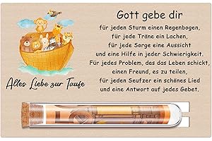 Otuuz Taufe Geldgeschenk für Mädchen Junge Taufgeschenk Patenkind, Reagenzglas Holz Taufkarte Geldgeschenke Verpackung Geld Verschenken für Taufkind Geld Gutschein Taufe Geschenk(Arche Noah)
