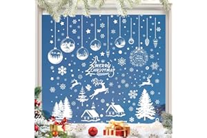 WOLEEUP Christmas Snowflake Window Stickers Clings - 9 PCS Sheets Double Sided Static Xmas Window Stickers PVC Reusable Snowflake Window Clings for Xmas Window Decorations (01#)