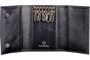 CRONUS & RHEA Cronus y Rhea® | Luxury Key Case Exclusive Leather (Janus) | Llavero | Cuero Real | con Elegante Caja de Regalo | Hombres - Mujeres (Negro)