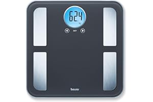 Beurer BF 195 Pèse-personne impédancemètre en verre pour la détermination de la graisse corporelle, de la masse musculaire et des besoins en calories, jusqu'à 180 kg