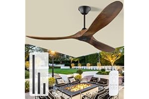 OUENGK Ventilatore Da Soffitto In Legno Di Grandi Dimensioni Da 178 Cm Senza Luce Con Telecomando, Ventilatori Da Soffitto Rustici Da Esterno Per Patio, Ventilatore Da Soffitto A Flusso D'Aria Grande