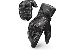 INBIKE Guanti Moto Pelle di Capra Invernali CE Livello 1 KP Resisitente Protezione Termici Morbidi Antivento Impermeabile