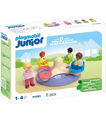 PLAYMOBIL Junior 71681 Arche de Noé transportable, 15 pièces, Comprend un bateau flottant et animaux, Dès 1 an - Jeux - Jouets