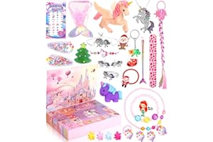 HEUCHAEY Kalendarz adwentowy z jednorożcem,2023 Kalendarz adwentowy dla dziewczynek z 24 zestaw niespodzianka,biżuterią,naszyjniki,kolczyki,akcesoria do włosów,prezent niespodzianka dla dziewcząt,dzieci