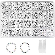 1400 Perline Per Braccialetti Newpop - Lettere A-Z E Cuori, Con Filo Elastico, Per Fai Da Te - Foto 5