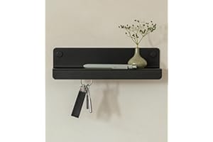 Kazai. Portachiavi da parete 'Holmsen' | Design minimalista porta chiavi da muro per casa ispirato Berlino | Appendi chiavi con mensola metallo | Appendichiavi ingresso, arredo da corridoio | Nero