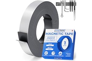 EFFEKTWERK - Magnetic Tape Roll - 1 Metre Long, 30 mm Wide - Extra Thick & Wide Magnetic Strips w/Strong Self-Adhesive Backing - Easy to Cut & Stick to Flat Surfaces