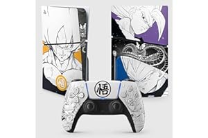 FFRAME PS5 Skin Slim Saiyan, Aufkleber Playstation 5 Manga, Konsole und Controller, Edition Slim Disk, Skin DBZ PS5 (1 Controller)