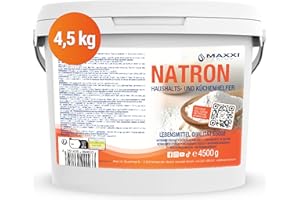 ‎MAXXI CLEAN MAXXI CLEAN | 4,5 kg Natron Pulver | Backpulver für Küche, Haushalt und Körper | geschmacksneutrales & hochreines Hausmittel zum Reinigen und Backen | Natriumhydrogencarbonat in Lebensmittelqualität