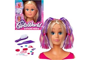 John Adams | Girl's World Styling Head: style & accessorise with pink hair that really grows | Fashion Dolls | Ages 4+