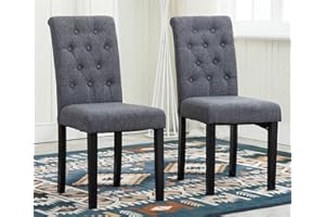 mcc direct Set of 2 Lined Fabric Dining Chairs With Solid Wooden Legs For Home & Commercial Restaurants [Brown* Blue* Red* Grey*] (Grey)