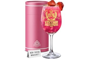CROWNLY CRYSTAL® 1976 Verre a Vin Personnalise pour Femme 50 Ans Cadeau Anniversaire Elegant Coffret Cadeau Femme Amie Idee Originale