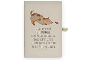 ‎MR. & MRS. PANDA Mr. & Mrs. Panda DIN A4 Baumwoll Notizbuch Hund Marienkäfer - Geschenk, Notizheft, Hunderasse, Notizen, Eintragebuch, Schreibbuch, verspielt,